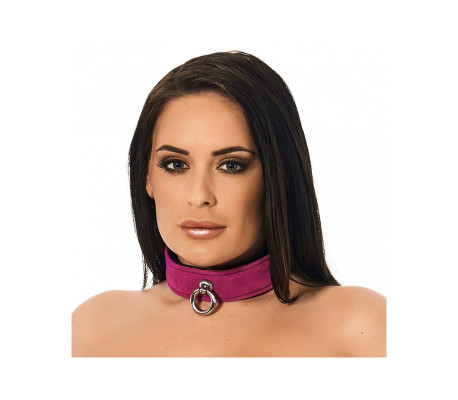 Collar de Cuero Rosa Ajustable