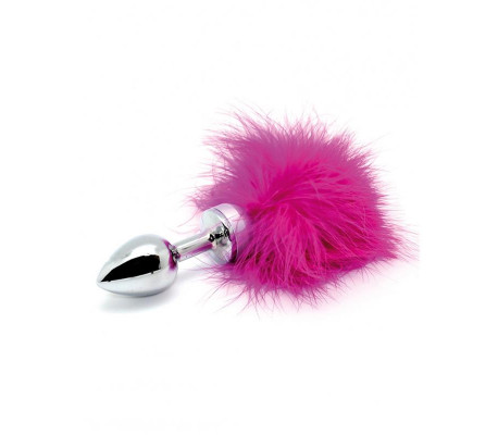 Plug Anal con Plumas Rosa 73mm