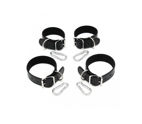 Set Esposas para Manos y Pies Cuero 2.5cm
