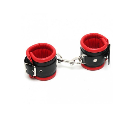 Esposas Cuero Negro y Rojo 7 cm