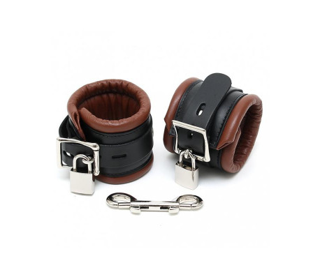 Esposas para Pies Cuero Negro y Marrón 7cm Candados