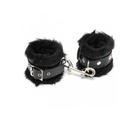 Esposas Cuero con Pelo Negro 7cm