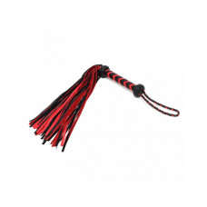 Flogger Trenzado Cuero Negro Rojo