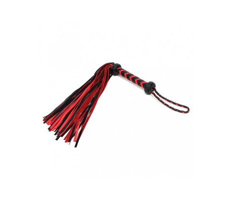 Flogger Trenzado Cuero Negro Rojo