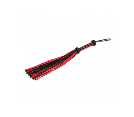 Flogger Trenzado Cuero Negro Rojo