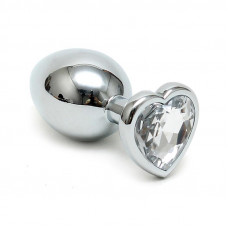 Plug Anal Acero Inox Cristal Corazón Transparente