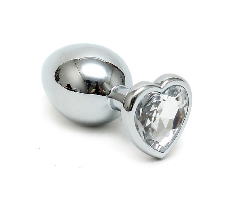 Plug Anal Acero Inox Cristal Corazón Transparente