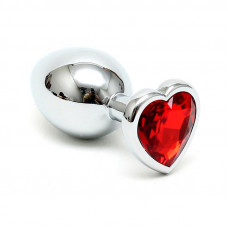 Plug Anal Acero Inox Cristal Corazón Rojo