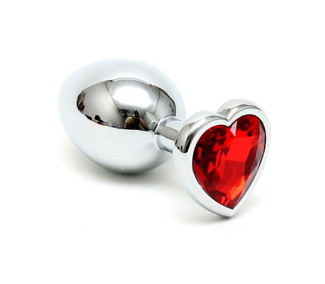 Plug Anal Acero Inox Cristal Corazón Rojo