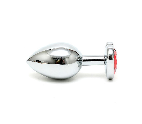 Plug Anal Acero Inox Cristal Corazón Rojo