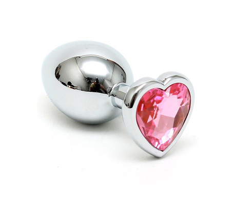 Plug Anal Acero Inox Cristal Corazón Rosa