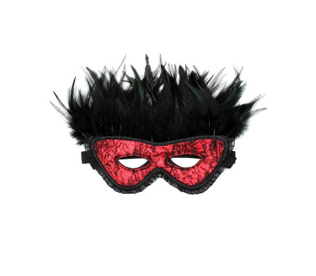 Máscara de Lujo con Plumas Rojo