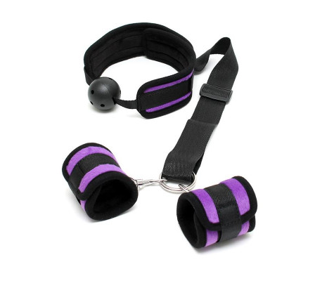 Set Mordaza y Esposas Purpura