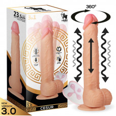 Cesur 3.0 Dildo Realista Vibración, Movimiento Ondulante, 360º y Telescópico Control Remoto USB