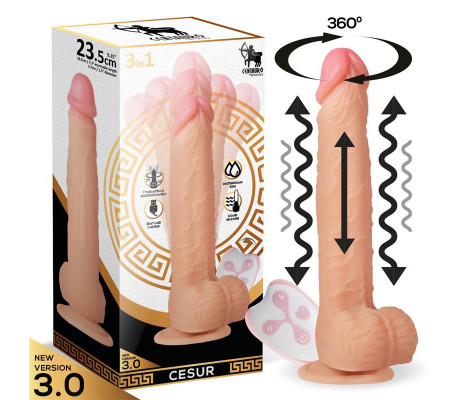 Cesur 3.0 Dildo Realista Vibración, Movimiento Ondulante, 360º y Telescópico Control Remoto USB