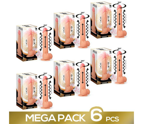 Pack de 6 Cesur 3.0 Dildo Realista con Vibración, Movimiento Ondulante 360º y Teléscopico