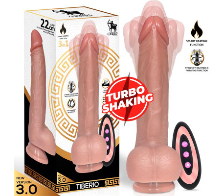 Tiberio Dildo Realista Turbo Shaking con Thrusting, Rotación 360º y Control Remoto Silicona Líquida