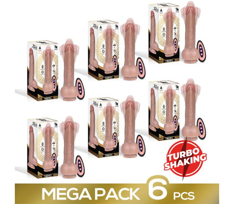 Pack de 6 Tiberio Dildo Realista Turbo Shaking con Trusting, Rotación 360º y Control Remoto