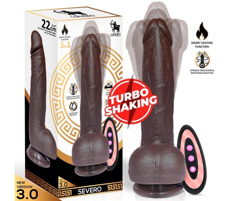 Severo Dildo Realista Turbo Shaking Thrusting, Rotación 360º Control Remoto Efecto Calor
