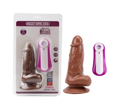 Dildo Jumbo Jack 6 con Vibración marrón