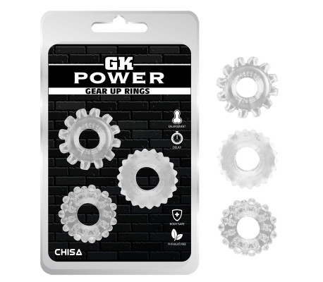 Kit 3 Anillos Pene Gear Up Transparente