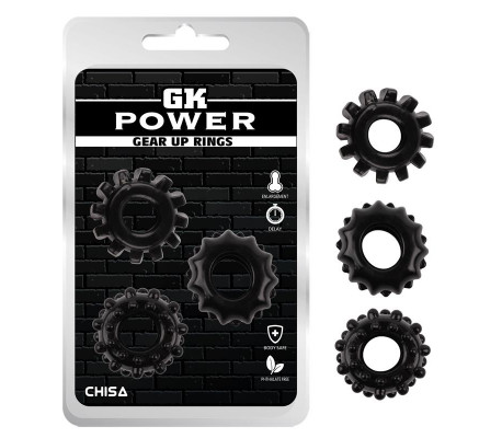 Kit 3 Anillos Pene Gear Up Negro