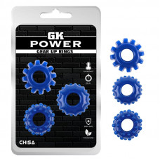 Kit 3 Anillos Pene Gear Up Azul