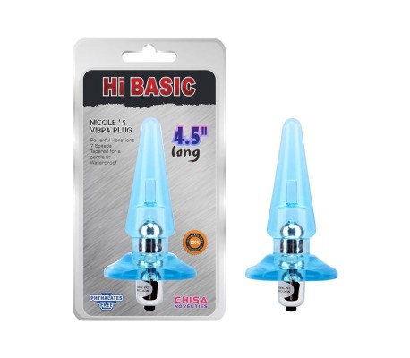 Plug Anal con Vibracion Nicoles 12.5 x 3.2 cm Azul