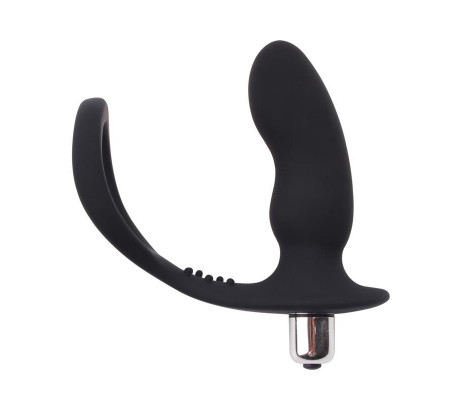 Anillo para el Pene con Plug Anal Negro