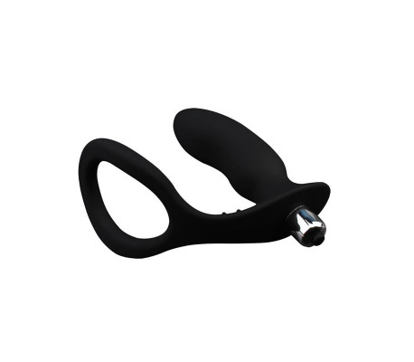 Anillo para el Pene con Plug Anal Negro