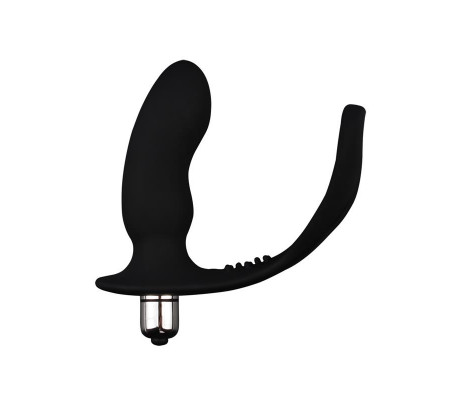 Anillo para el Pene con Plug Anal Negro