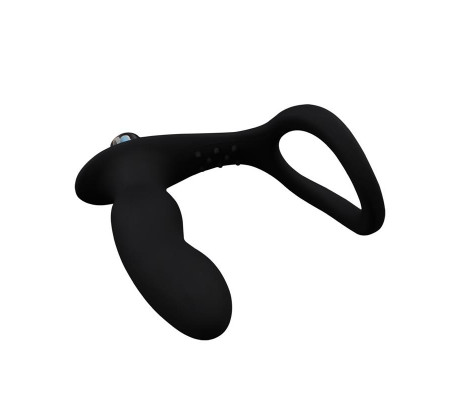 Anillo para el Pene con Plug Anal Negro
