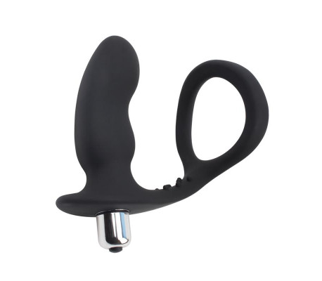 Anillo para el Pene con Plug Anal Negro