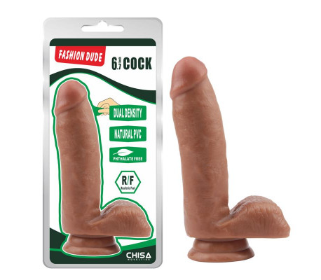 Dildo Dual density Fashion Dude 17 x 3.6 cm Bronceado