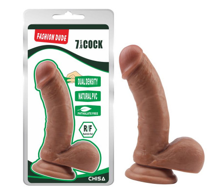 Dildo Dual Density Fashion Dude 17.5 x 4.1 cm Bronceado