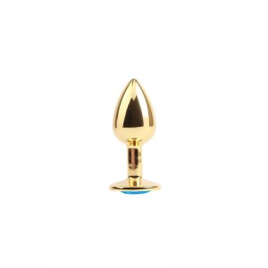 Plug Anal Dorado con Gema Azul