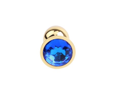 Plug Anal Dorado con Gema Azul