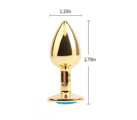 Plug Anal Dorado con Gema Azul