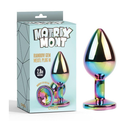 Rainbow Gem Plug Anal Multicolor con Joya Talla M