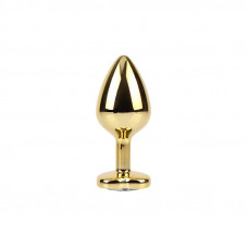 Clear Heart Plug Anal Dorado con Joya Talla M