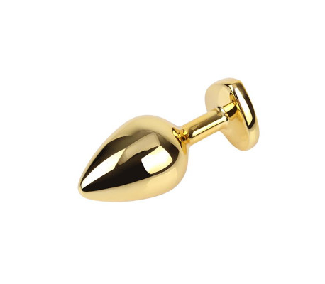 Clear Heart Plug Anal Dorado con Joya Talla M