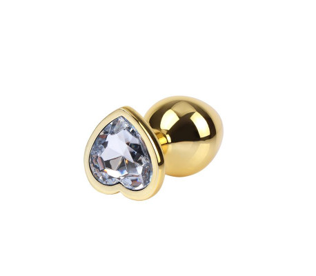 Clear Heart Plug Anal Dorado con Joya Talla M