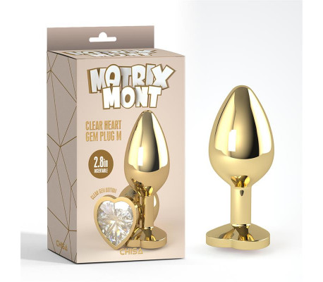 Clear Heart Plug Anal Dorado con Joya Talla M