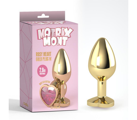 Rosy Heart Plug Anal dorado con Joya Talla M