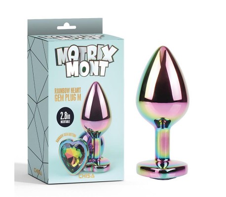 Rainbow Heart Plug Anal multicolor con Joya Talla M