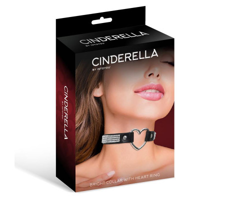 Collar con Corazón y Pedrería Estilo Choker Cuero Vegano Talla Única