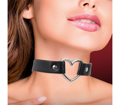 Collar con Corazón Tipo Choker Cuero Vegano Talla Única