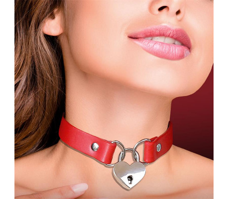 Collar con Candado de Corazón Cuero Vegano Talla Única