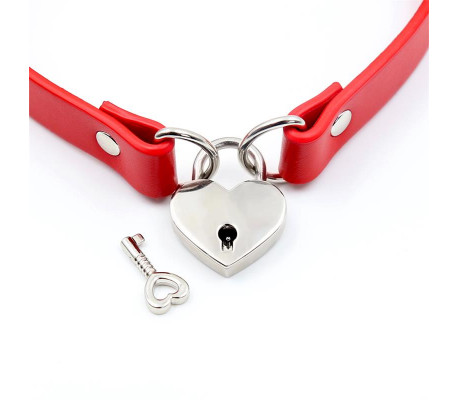 Collar con Candado de Corazón Cuero Vegano Talla Única