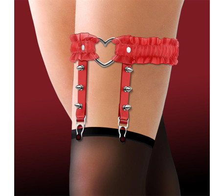 Liga con Aro en Forma de Corazón y Volantes Cuero Vegano Talla Única